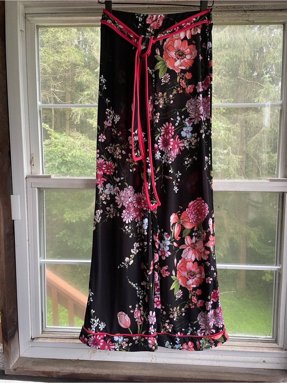 Black Floral Trousers